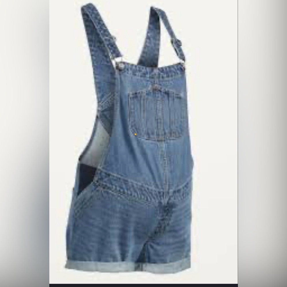 Thyme Maternity Light Blue Denim Short Overalls